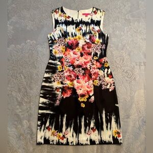 Betsey Johnson Black and White Floral Midi Dress